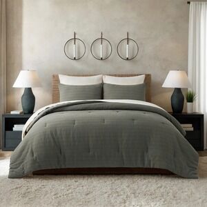 Evergrace Home 3 Piece Queen Comforter Set Sage Green Waffle Weave
